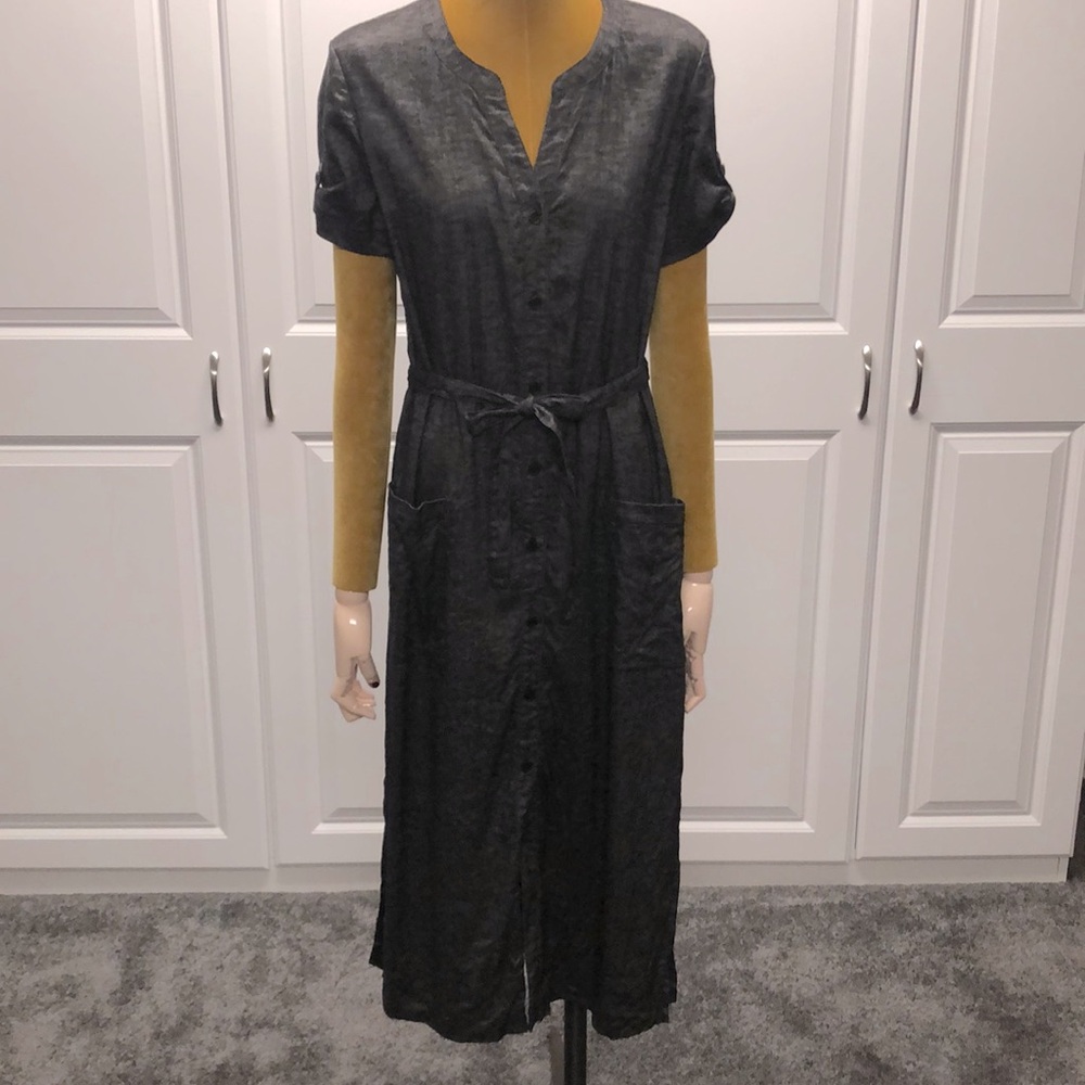 Women’s grey linen Theory long dress